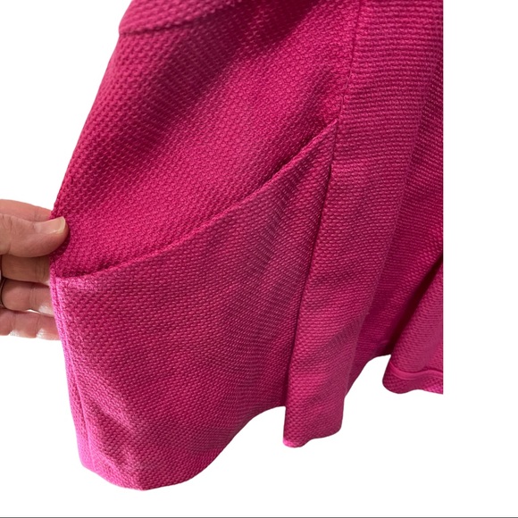 EILEEN FISHER HOT PINK LINEN BLEND COLLARED OPEN FRONT BLAZER JACKET SIZE MEDIUM - Picture 7 of 16